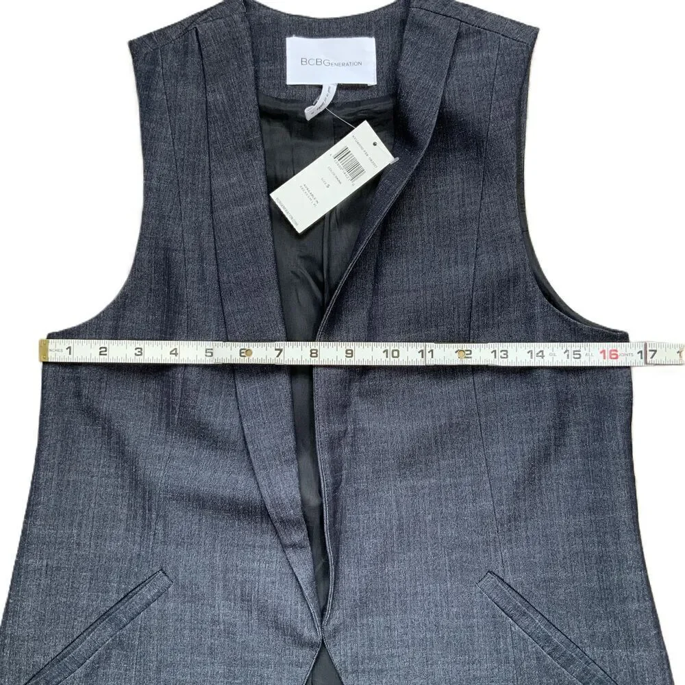 BCBGeneration Dkink Sleeveless Open Front Vest Size Small‎ Coquette Academia